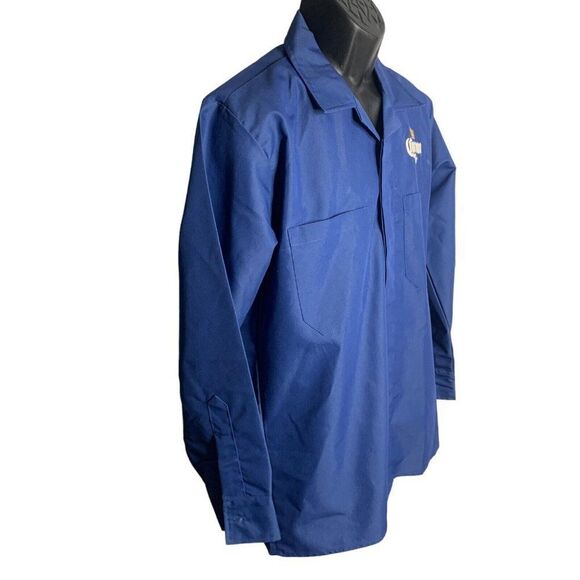 Corona Extra Button Up Work Shirt L Blue Embroidered Long Sleeve Pockets Collar - Picture 6 of 7